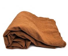 JOWOLLINA Bettüberwurf Plaid Decke Rasa 100% Leinen Stonewashed (Zimt-Ocker, 250x280 cm)