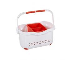 Addis Premium Abtropfkorb für Besteck, für Spülbecken, White/Flame Orange, 12 x 24 x 20.5 cm