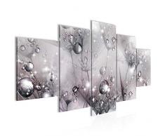 Bilder Blumen Pusteblume Wandbild 200 x 100 cm Vlies - Leinwand Bild XXL Format Wandbilder Wohnzimmer Wohnung Deko Kunstdrucke Violett 5 Teilig - MADE IN GERMANY - Fertig zum Aufhängen 020851b