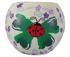 Himmlische Düfte Geschenkartikel GmbH Happy Beetle/Marienkäfer Windlicht, Glas, bunt, 11x11x9 cm