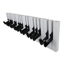 GMMH Design Wandgarderobe Kleiderhaken Hakenleiste 16 Haken Klavier Garderobe Piano (schwarz-weiß)