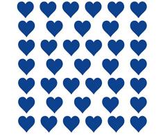 Kleb-drauf 40 Herzen/Blau - matt - Aufkleber zur Dekoration von WÃ¤nden, Glas, Fliesen und Allen Anderen glatten OberflÃ¤chen im Innenbereich