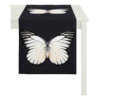 APELT Papillon 45x135 Fb. 89 Tischläufer 45 x 135 cm, Schmetterling ,Schwarz/Weiß