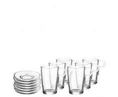 Leonardo Latte Macchiatobecher + Untere Loop, 6 Kaffee-Gläser inklusive 6 Unter-Tassen, 365-ml Füllvolumen,12-teilig, 032834