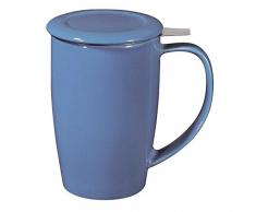 Forlife FTM-BLU Teetasse mit Teesieb und Deckel, Keramik, Blau