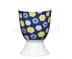 Kitchen Craft Eierbecher Blumen aus Porzellan in blau, 12 x 17 x 22 cm