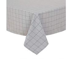 Deconovo Leinenoptik Tischdecke Wasserabweisend Esszimmer, Polyester, Dunkelblau Weiß, 130x220