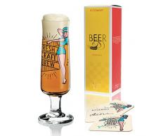 RITZENHOFF Beer Bierglas von Alice Wilson , aus Kristallglas, 300 ml, mit fünf Bierdeckeln