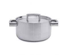 Berghoff Ron gebürstet Edelstahl Induktion Spülmaschinenfest Schmortopf mit Deckel, 22 cm
