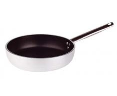 Pentole Agnelli Platinum Pfanne gerade aus Aluminium, Dicke 5 mm, mit Griff aus Edelstahl, Silber 32 cm Silber/schwarz