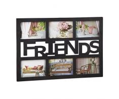 Relaxdays Bilderrahmen Freunde, Galerierahmen für 6 Fotos, Fotocollage Rahmen, Kunststoff, HBT: 33x48x1,5 cm, schwarz