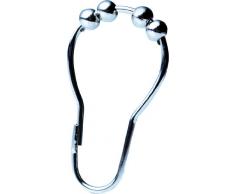 RIDDER 49550 Duschvorhangringe mit Gleitsystem aus Metall, 5 chrom Kugeln, 12 Stück passend für Duschvorhang 180 x 200 cm