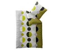 3-tlg. Bettwäsche 200x200 Mikrofaser, Concept Silvana 0011378 Streifen Kreise grün grau weiß