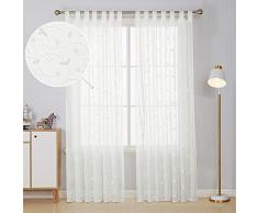 Deconovo Voile Gardinen transparent Wohnzimmer, Polyester, Weiß, 245x140, 2