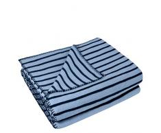 Soft-Ice-Decke – gestreifte Fleece-Decke mit Häkelstich – flauschige Kuscheldecke – 160x200 cm – 515 water – von ’zoeppritz since 1828’