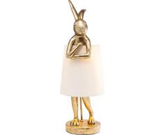 Kare Design Tischleuchte Animal Rabbit, Gold, schöne Tischlampe in Hasen Form, weißer Lampenschirm