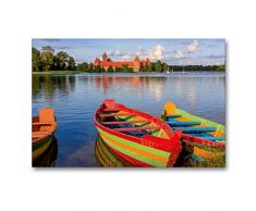 Premium Textil-Leinwand 90 x 60 cm Quer-Format Litauen - Wasserburg Trakai | Wandbild, HD-Bild auf Keilrahmen, Fertigbild auf hochwertigem Vlies, Leinwanddruck von Bernhard Kils