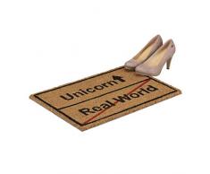 Relaxdays Kokosmatte Real World, lustige Kokosfasern, Fußabstreifer außen, 40x60cm, Natur/schwarz Fussmatte Kokos Unicorn, PVC, 40 x 60 x 1.5 cm