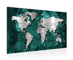 Bilder Weltkarte World Map Wandbild Vlies - Leinwand Bild XXL Format Wandbilder Wohnzimmer Wohnung Deko Kunstdrucke Grün 1 Teilig - MADE IN GERMANY - Fertig zum Aufhängen 107314c