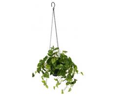 Flair Flower, grün, Künstliche Pothos Hängeampel, Kunst, Hängende Blumen, Pflanzen, Ranke, Kunstblumen, 28x28x60 cm, Polyester, Kunststoff, Metall, 28 x 28 x 60 cm