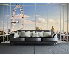 1Wall W4P-LONDON-017 Londer Skyline durch EIN Fenster Wall Mural/Fototapete