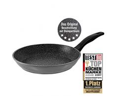 STONELINE Bratpfanne 28 cm, auch für öl-und fettfreies Braten, kratzfeste Antihaftbeschichtung mit echten Steinpartikeln, induktionsgeeignet, Aluminium, Grau