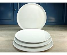Creatable, Pizza Plates Pieces, 17870, Serie Europa, Geschirrset Pizzateller XXL 35cm 4 TLG, Porzellan, weiß, 37.5 x 37.5 x 7.5 cm, 4