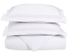 Superior - Superweiches, leichtgewichtiges/knitterfestes Bettbezugsset mit königlichen Stickereien auf Kopfkissenbezügen mit Stehsaum in einer Geschenkbox, 229 x 234 cm, 100 % gebürstete Mikrofaser, weiß