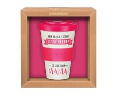 Grafik-Werkstatt Premium Becher mit Deckel |Kaffeebecher to go | 400 ml | Superhelden Mama