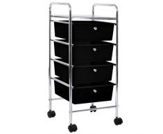 Rollwagen mit vier Schubladen, Schwarz von Home Vida