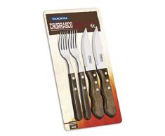 Tramontina 29899/163 Jumbo Steakbesteck, 4 teiliges Set, Edelstahl AISI 420, Kiefernholz