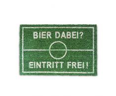 Relaxdays Fußmatte Kokos BIER 40 x 60 cm Kokosmatte mit rutschfester PVC Unterlage Fußabtreter aus Kokosfaser als Schmutzfangmatte und Sauberlaufmatte Fußabstreifer für Außen und Innen Matte, grün