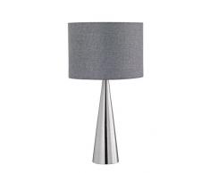 Trio Leuchten LED Tischleuchte Cosinus 556500107, Metall Nickel matt, Stoffschirm grau, exkl. 1x E27