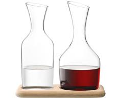 LSA Wine Wasser und Weinkaraffe Set und Sockel aus Eiche