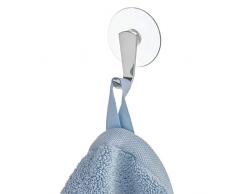 iDesign Gia Handtuchhaken, Badezimmerhaken aus Metall und Kunststoff mit Saugnapf, silberfarben