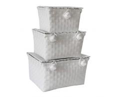 JVL Körbe mit Deckel, 3er-Set, Weiß