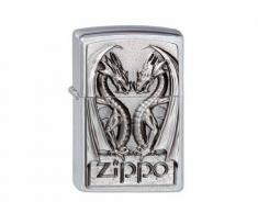 Zippo 200 Twins Dragon Heart Feuerzeug, Messing, Silber, One Size