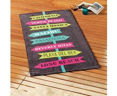 Linie Décor Strandtuch 70 x 150 cm Velours Druckt Long Beach, Baumwolle, Mehrfarbig, 150 x 70 cm