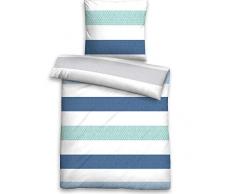 biberna 0024228 Soft-Seersucker Bettwäsche Garnitur mit Kopfkissenbezug (Baumwolle) 1x 155x220 cm + 1x 80x80 cm, Kornblau