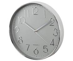 Hama Wanduhr ohne Tickgeräusche (große Wohnzimmeruhr mit 30 cm Durchmesser, analoge Küchenuhr mit schleichendem Sekundenzeiger, modernes Design) silber-grau
