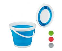 Relaxdays Faltbarer Eimer, 10 l Putzeimer, platzsparend zusammenklappbar, Falteimer für Haus, Auto und Camping, blau, 1 Stück