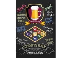 Sports Bar: Snooker, Pool, Billiard, Pub Sign, Kneipe Schild, barschild, schwarz blechschild