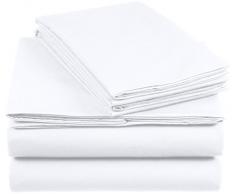 AmazonBasics Everyday Bettwäscheset aus 100% Baumwolle, Weiβ 200x200cm & 2 Kissenbezüge 50x80cm