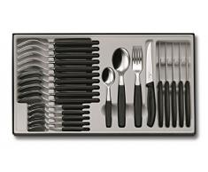 Victorinox Swiss Classic 12-tlg. Besteck Set, für 6 Personen, 6 x Steakmesser, 6 x Tafelgabel, 6 x Esslöffel, 6 x Kaffeelöffel, schwarz