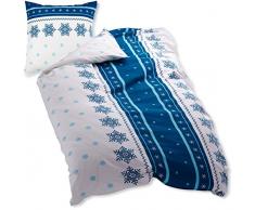 Dyckhoff 3093471400 Schneeflocke Weichfrottierbettwäsche, RV Garnitur 155 x 200 cm und 80 x 80 cm Kissen, 400, Petrol