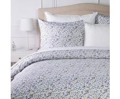 AmazonBasics - Bettwäsche-Set, Mikrofaser, 240 x 220 cm - Blau mit blumenmuster