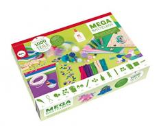 Rayher 69186000 Mega-Bastelset, 1000 Teile, blau-grün/pink-lila Töne, Bastelset Kinder, Kreativset, Pfeifenreiniger, Pompons, Federn, Wackelaugen, Pailletten, Bastelkleber, basteln Kindergeburtstag