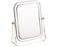 WENKO 3656330100 Kosmetik-Standspiegel Noci - klappbar, 300% Vergrößerung, Kunststoff - Acryl, 18 x 21 x 5.5 cm, Transparent