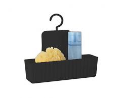 Allstar 23048100 Dusch-Caddy Minas, Duschregal, Wandkorb, 25.3 x 22.5 x 8 cm, Schwarz