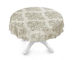 ANRO Wachstuchtischdecke Wachstuch Wachstischdecke Tischdecke abwaschbar Ranken Barock Arabeske Beige Oval 140 x 240cm